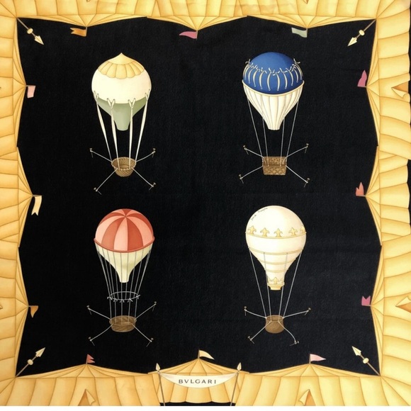 Authentic BVLGARI scarf Balloon Pattern Silk 100% Scarf - Picture 1 of 8